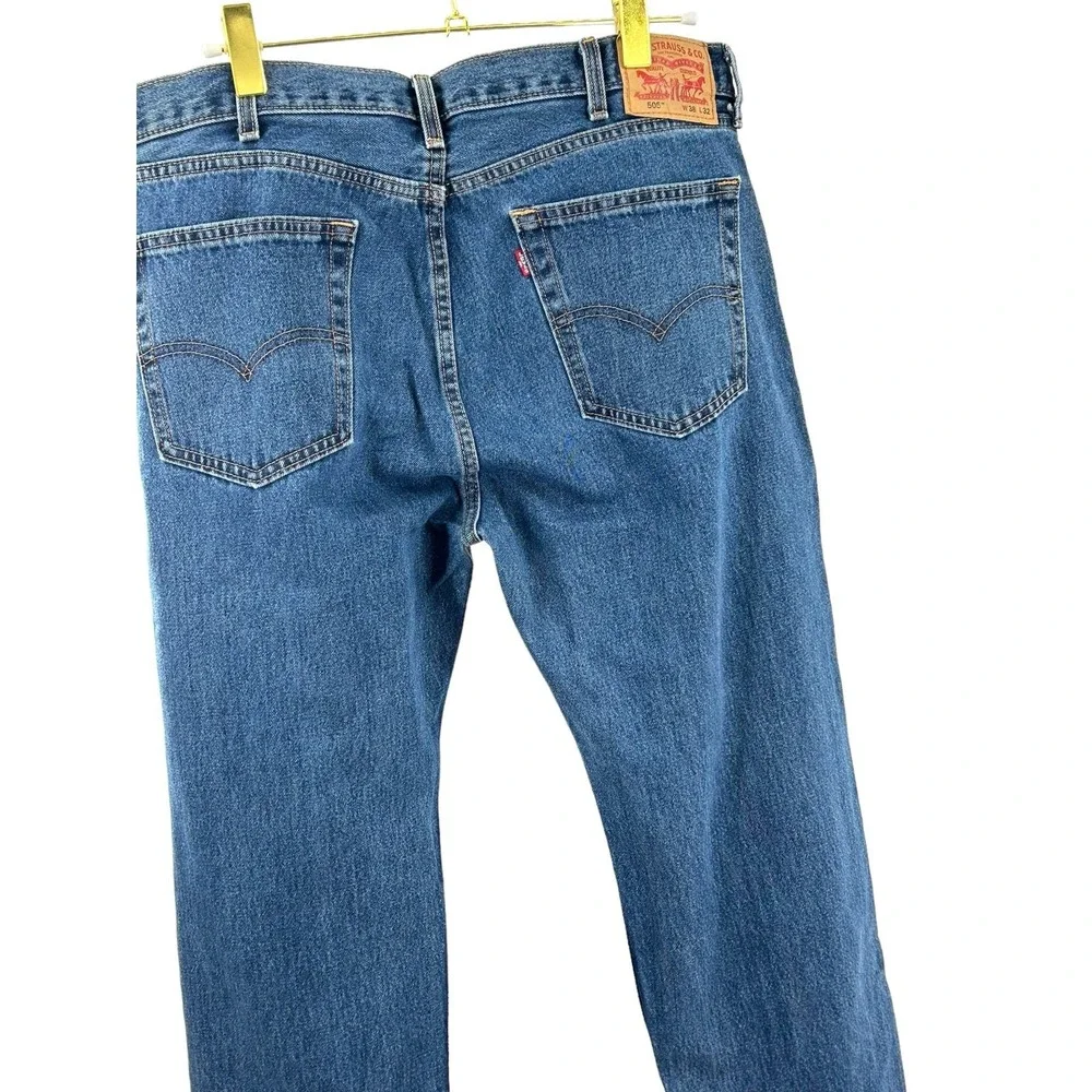 Levi Strauss 505‎ Regular Fit Straight Leg Jeans Blue Denim 38x32